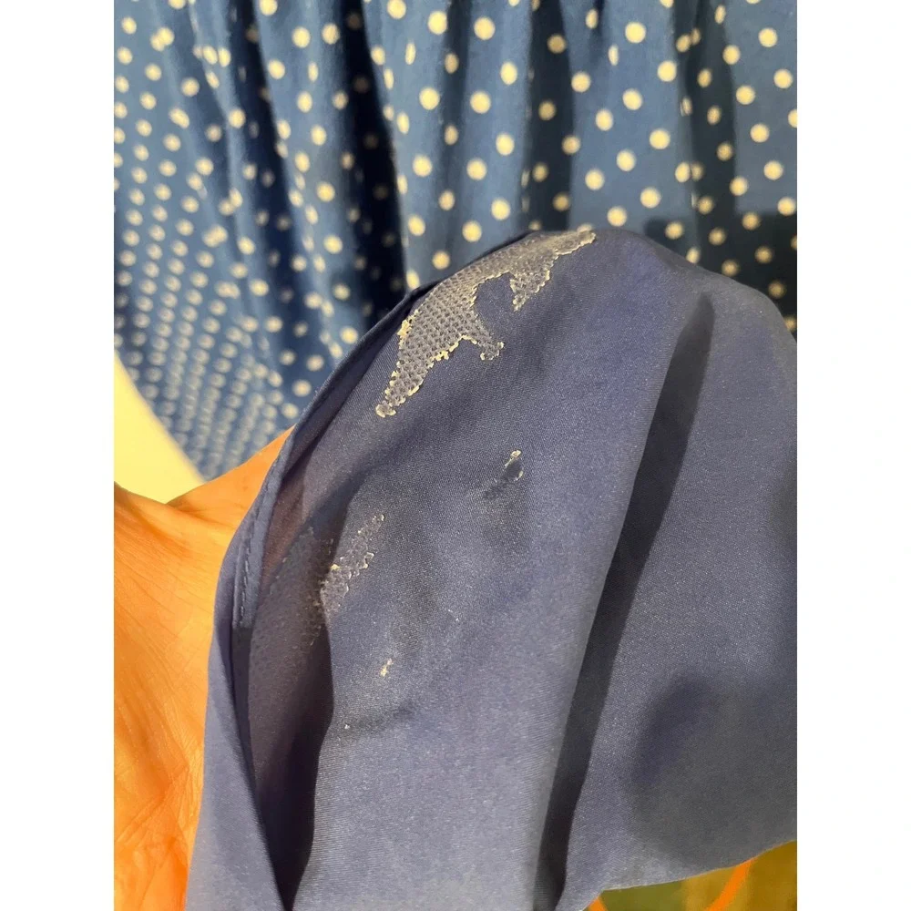 Kate Spade Blue Polka Dot V-Neck Mini Dress Puff Sleeve Smocked Back Size 12
